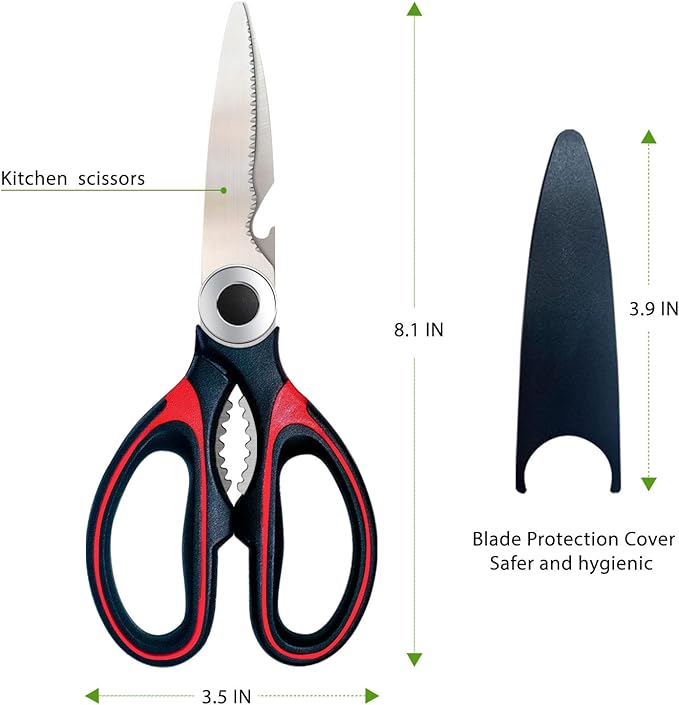 Kitchen Scissors 2 Pack Kitchen Shears All Purpose Heavy Duty Dishwasher Safe Multipurpose Utility Sharp Scissors for Food, Meat, poultry, Vegetable