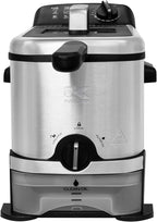Kalorik Deep Fryer with Oil Filtration, Featuring Adjustable Temperature Control Dishwasher-Safe Basket and Easy-View Window with Odor Filters, 1700-Watts, 3.2-Quart, Silver