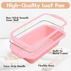 Nonstick Silicone Bread Loaf Pan: 9.5 x 5 Inch Bread Pan for Homemade with Metal Frame - for Baking Oven - Housewife Baker Home Baking Enthusiasts (Pink)