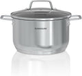 SUNHOUSE 18/8 Stainless Steel Stock Pot - 6.5 Quart Heavy-Duty Induction Cooking Pot with Visible Lid for Pasta, Soup, Spaghetti - Nonstick Thick-Bottom Deep Stockpot