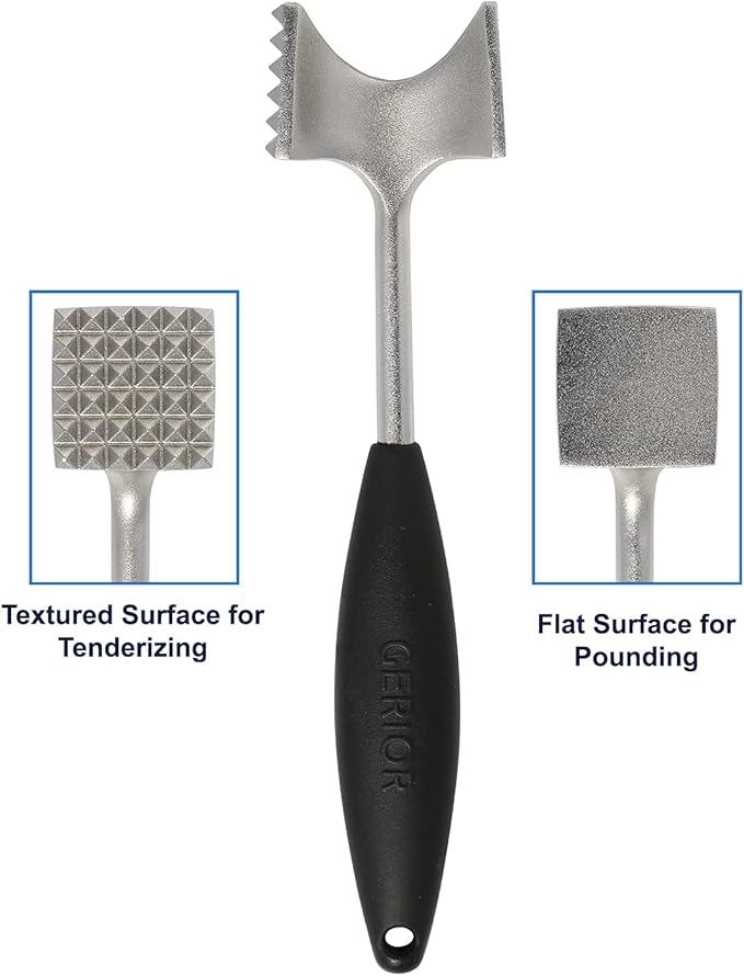 Cast Stainless Steel Meat Tenderizer - Heavy Duty Dishwasher Safe Hammer Mallet Tool & Chicken Pounder