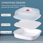 Microwave Steamer with Lid and Tray, Vegetables Steamer for Microwave Bowl, Microwavable Cookware Supplies (1 - Layer)