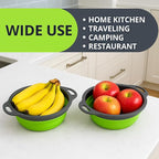 Small Collapsible Colander with Plastic Handles Round Silicone Kitchen Strainers Foldable Kitchen Strainer Perfect for Draining Pasta Vegetable and Fruit Green