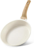 CAROTE Non Stick Frying Pan Skillet, Omelet Pan, Healthy Non Toxic Granite Chef Pan, Induction Compatible Egg Frying Pan with Heat-Resistant Handle, PFOA-Free,Cream White, 10"