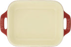STAUB Rectangular Dish, Cherry 5.5 x 4.3 inches, Ceramic Au Gratin Dish, Oven & Microwave Safe