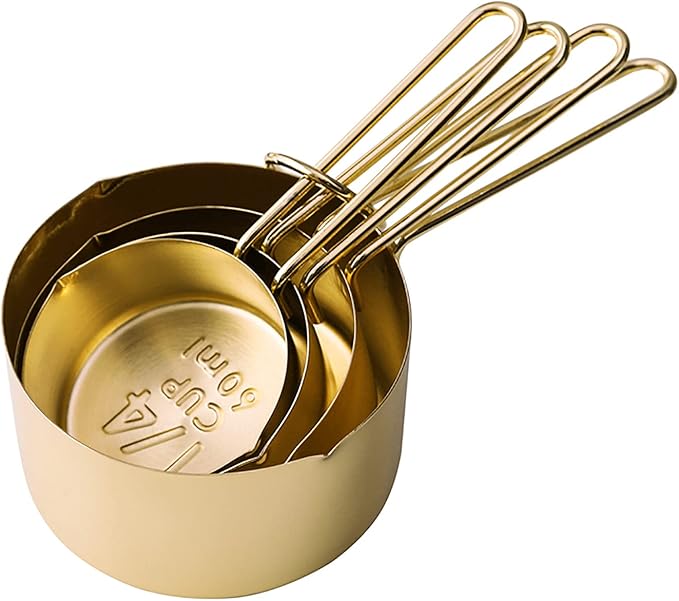 4pcs Stainless Steel Measuring Cups Set Kitchen Accessories Baking Tea Coffee Measuring Tools (gold-4pcs)