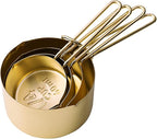 4pcs Stainless Steel Measuring Cups Set Kitchen Accessories Baking Tea Coffee Measuring Tools (gold-4pcs)