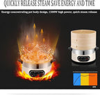 Electric Food Steamer, 2-Tier Bamboo Steamer, 60 Min Timer, Auto Shut-Off, Boil Dry Protection, 1500W