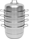 5-Tier Stainless Steel Steamer, 12.8 Inch Commercial Multi Tier Stainless Steel Cookware Pot Vegetable Meat Steamer Cooker Set w/Glass Lid for Steaming Shrimp & Miscellaneous Grains
