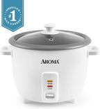 AROMA® Rice Cooker, 8-Cup (Uncooked) / 16-Cup (Cooked), Pot-Style Rice Cooker and Soup Warmer with One-Touch Control, 4 Qt, White, ARC-368NG