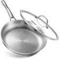 Titanium Pan, 12 Inch Pure Titanium Hammered Pro frying pan with Lid, Non-Toxic Skillet for Cooking, PFAS/PFOA/PTFE Free Cookware, Dishwasher&Oven Safe, Kitchen Induction Compatible