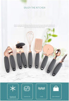 7 Pcs Kitchen Gadget Set Stainless Steel Baking Cooking Utensils Ice Scream Spoon Peeler Garlic Press Cheese Grater Whisk Home