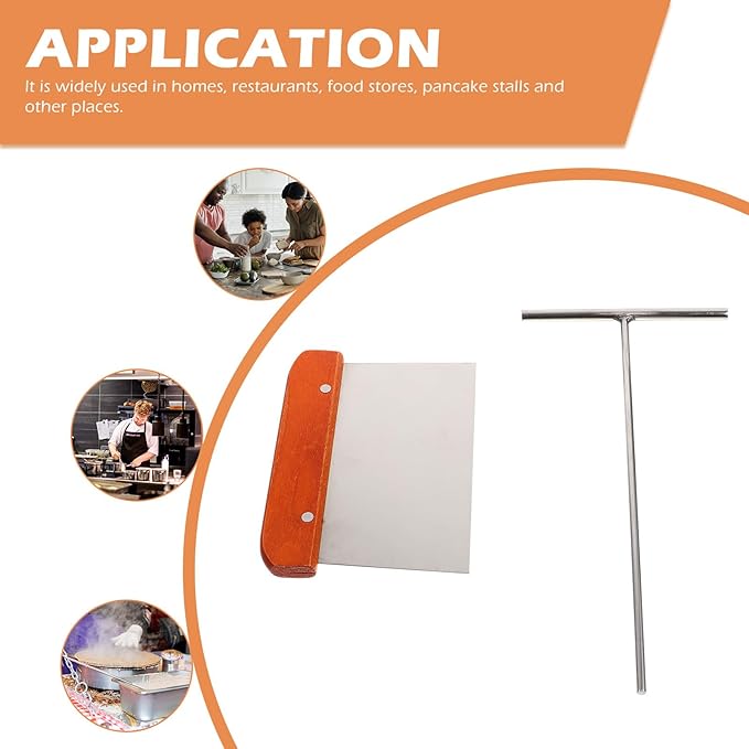 KALLORY Stainless Steel Pancake Spreader and Scraper Set, Small round Portable Crepe Tool with Handheld Design for Home Cooking and Crepe Making, 2pcs Kitchen Gadget