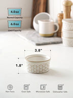 LE TAUCI Ramekins 4 oz Oven Safe for Creme Brulee, Charcuterie Boards Bowls for Souffle, Small Sauce Bowl, Ceramic Baking Dishes - 3.8 inch, Set of 4, Arctic White