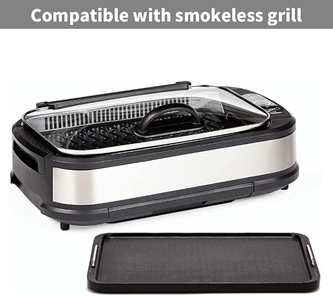 Flat Top Griddle for Stovetop, Non-Stick Griddle Grill Pan, Stove Top Grill,14.96" x 8.66", Works with Power XL,Chefman, Carl Schmidt Sohn, Cusimax, Techwood Smokeless Grill,Aluminum,Dishwasher Safe