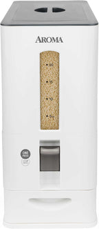 Aroma Housewares 27lbs Large Rice Dispenser, 7.25 x 16.5 x 16.5 inches, White