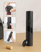 CIRCLE JOY Electric Wine Bottle Opener Set Rechargeable 7-in-1 Wine Set with Foil Cutter, Electric Wine Opener, Electric 2in-1 Wine Aerator & Pourer, Electric Vacuum Pump and 2 Wine Stoppers, Black