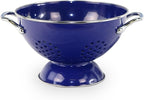 Reston Lloyd, 1.5 Quart Powder Coated Steel Kitchen Strainer Basket for draining Pasta, Vegetable and Fruit, Chrome Handles and Wide Stable Base, Indigo