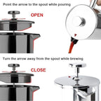 Secura French Press Coffee Maker, 304 Grade Stainless Steel Insulated Coffee Press with 2 Extra Screens, 12oz (0.35 Litre), Silver