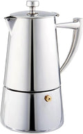 Cuisinox Roma Stovetop Espresso Maker COF-6R, Stainless Steel Coffee Percolator Stovetop, Heat-Resistant & Non-Reactive, 6-Cup Italian Espresso Maker Easy to Clean, Durable Stove Top Percolator