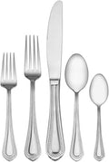 Mikasa Regent Bead 65-Piece Silverware Set, 18/10 Stainless Steel Flatware Service for 12, Includes 5 Serving Tools, Dishwasher Safe Polished Cutlery