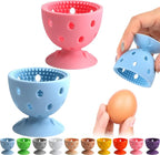 2 PCS Egg Washer for Fresh Eggs, Silicone Egg Brush Cleaner, Egg Cleaner Scrubber for Fresh Eggs, Reusable Multipurpose Washing Egg Tool for Fruits and Vegetables(Pink/Blue)