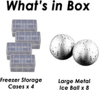 Whiskey Stone 8PCS, Reusable Metal Ice Cubes, XL Large Stainless Steel Whiskey Stone, Refreezable Ice Ball Set with Storage Case, Ice Rocks Wine Chiller Bulk Bar Tool Set