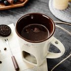 Chocolate Melting Mug With Candle, Ceramic Fondue Mug Meltie Cup, Melting Love Cup, Ideal Gifts For Christmas, Birthday, Wedding (Brown+Red)