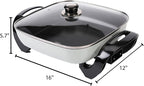 12'' Ceramic Nonstick Electric Skillet with Tempered Vented Glass Lid, Scratch-Resistant Surface, Cool-Touch Handles, Removable Easy-to-Clean, 120V 1200W 60Hz, Green