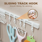Multifunctional Slide Rail Hook,Kitchen Utensil Hanging Rack Wall Mounted Hanger,Space Saving Utensil Holder with 10 Hooks ,Sliding Track Hook No Drilling Hanger for Home Office (Length 30cm/1pcs)
