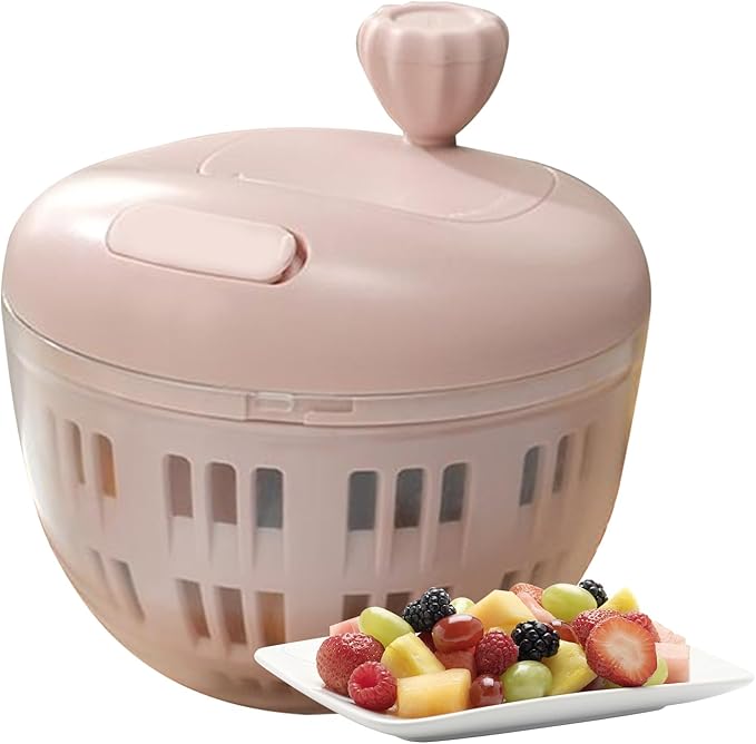 Salad Spinner - 800ML Lettuce Washer, Vegetable Dryer, Produce Cleaning Tool | Manual Salad Spinner with Colander Basket and Non Slip Base for Quick Water Removal, Kitchen Tool for Camping Picnic