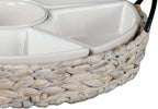 Ceramic Serving Trays, RANDEFURN Serving Platters with 6 Removable Dishes, Serving Tray for Parties, Food Tray 15.5 x 15.5 Inches, Perfect for or Chips,Whitewash