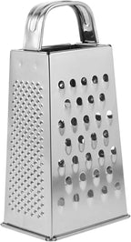 Hemoton Stainless Steel 4-Sided Kitchen Grater Vegetable Slicer and Cheese Shredder with Non-Slip Handle for Efficient Food Prep