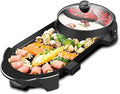SEAAN Hot Pot with Grill, Korean BBQ Grill Indoor Hotpot Pot Electric Combo, Shabu Shabu Pot with Divider KBBQ Grill Smokeless Non-stick Separate Dual Temperature Control, for 2-12 People, 110V
