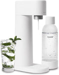 Mysoda Woody Carbonated Water Maker - Silent Carbonated Water Machine Robust Long-Lasting Aluminium Soda Maker - With 1L Water Bottle - Without CO2 Cylinder - White