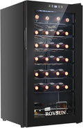 ROVSUN 28 Bottle Wine Fridge, Freestanding Compressor Wine Cooler Refrigerator, Beverage Wine Chiller with Digital Temperature Control & Double-layer Glass Door for Red White Wine, Champagne, Beer