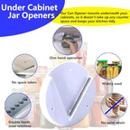 Under Cabinet Jar Openers for Seniors With Arthritis or Weak Hands, One Handed Bottle Openers, Easy to Use Kitchen Can Opener-White