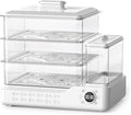 Electric Steamer 3 Tier Food Steamer Vegetable Steamer with Detachable Water Tank 24L Capacity Touch Screen Display for Home Restaurant Party
