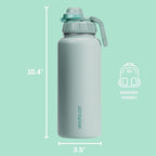 Vesmoon Vessence 32 Oz Stainless Steel Tea Infuser Bottle for Loose Leaf Tea, Water, Herbs, Fruits - Triple Layered Insulated, Leak Proof Bottle with Lid and Clip Handle - 24 Hours Hot/Cold