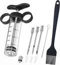 Kingsmile Turkey Injector, Meat Injector Syringe - 3 Marinade for BBQ Grill, 1OZ /30ML Injector Syringe, Handle MeatInjector for Smoking, Flavor Injector for Meat with Oil Brush & Cleaning Brush Black