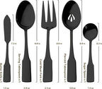 Alata Kate Black Mirror 45-Piece Silverware With Utensil-Serving Set, Service for 8, Stainless Steel Flatware, Mirror Polished Cutlery, Dishwasher Safe