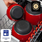 WHYSKO® Stainless Steel Mixing Bowls (Set of 3) with Non-Slip Silicone Base for Kitchen, Dishwasher Safe Bowls for Meal Prep, Cooking, Baking, Serving, Food Storage (Red)