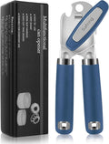 Safring Can Opener Manual, Heavy Duty Handheld Strong Can Opener with Soft Touch Handle, Sharp Blade Smooth Edge, Can Openers with Multifunctional Bottle Opener, Blue