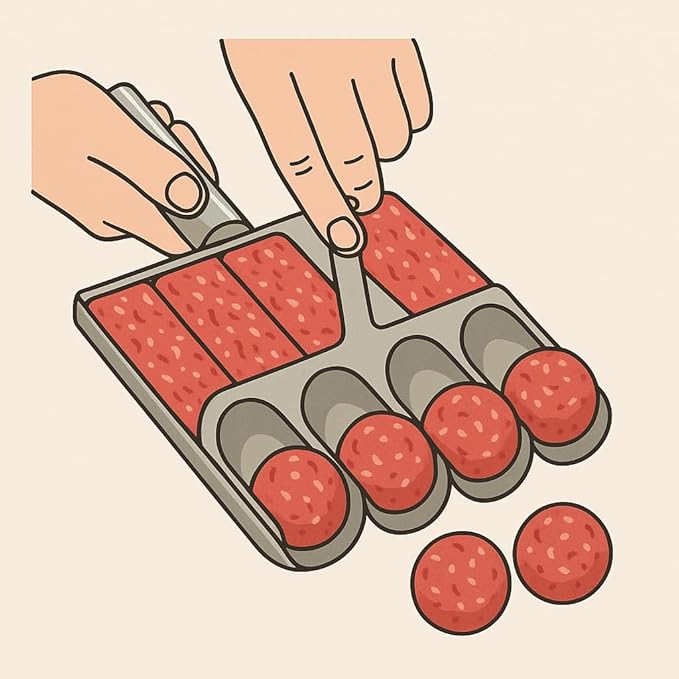 4-in-1 Meatball Maker Tool, 304 Stainless Steel Meatball Scoop & Mold, Makes 4 Uniform Meatballs at Once, Nonstick Release, Dishwasher Safe, for Pasta, Soup, Meal Prep & Party Appetizers
