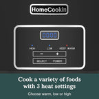 HOMECOOKIN 6-Quart Programmable Slow Cooker with Timer - Small Kitchen Appliance for Family Dinners - Serves 6+ People - Heat Settings: Keep Warm(Black)