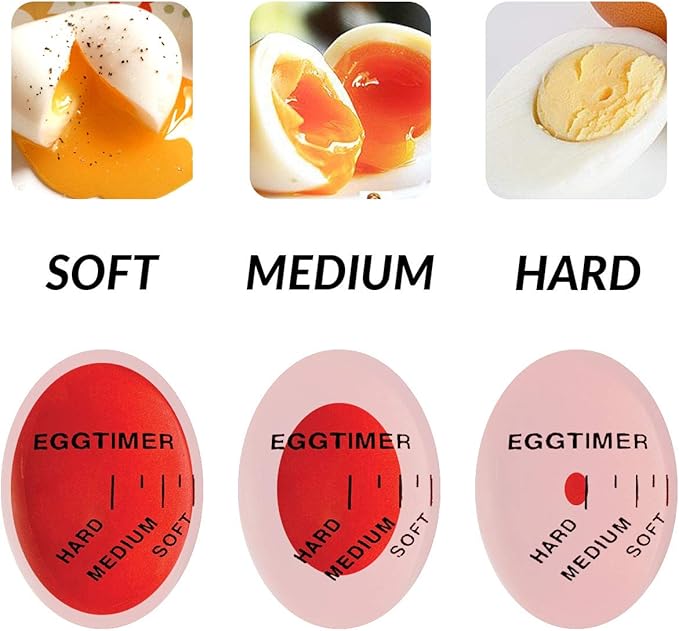 Lasubst Egg Timer for Boiling Eggs that Changes Color When Done, Classic Red, Pack of 2