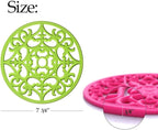 ME.FAN Trivets for Dishes/Pots/Pans, 3 Pcs Silicone Mats, Flexible/Durable/Non Slip Hot Pads to Protect Table and Counter Top (Mint Green)