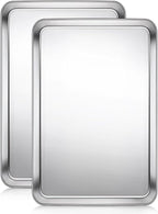 Terlulu Baking Sheet, Cookie Sheet, Stainless Steel Baking Pan, 2 Piece-17.3''x 12.3'' x 1'', Half Sheet Pan for Oven, Baking Tray for Baking&Roasting, Nonstick&Nontoxic&Easy Clean