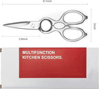 Stainless Steel Kitchen Shears Heavy Duty Full-Steel Forged Metal Scissors for Food, Professional Chef Shears Bone Cutting Meat Pizza Scissors Kitchen Utensils Come Apart, Silver