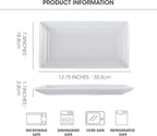 14 inch Ceramic Serving Platter - Rectangular Serving Trays Set of 4, Large Embossed Plates, Porcelain White Platters for Steak, Appetizer, Dessert, Tacos, Housewarming, Oven Dishwasher Safe